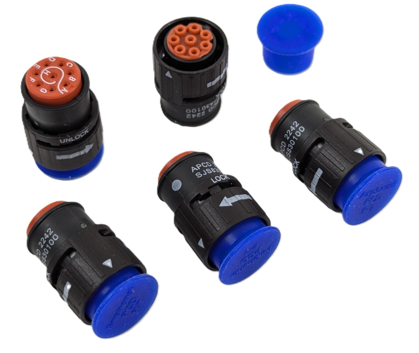 5 Amphenol SJS830100 Circular Connector Luminus Size 22 8 Pin Shell 7 Inline NEW
