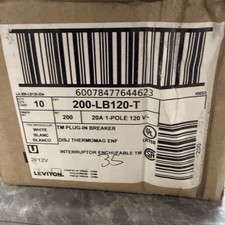 (10) Leviton 200-LB120-T 20A 1-Pole 120V Plug-In Circuit Breaker - NEW BOX OF 10 picture