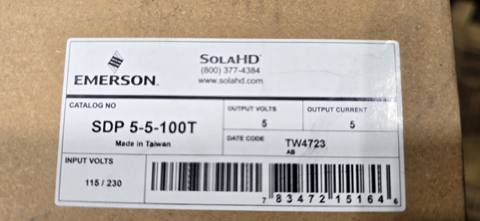 EMERSON SOLA SDP 5-5-100T POWER SUPPLY