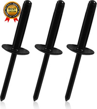 50Pcs Black Aluminum Tri-Fold Exploding Pop Rivets 3/16 Large Flange,3/16''X1'' picture