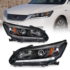 Headlights Assembly for Honda Accord 2013 2015 Sedan 4 Door LED DRL Halogen Used picture