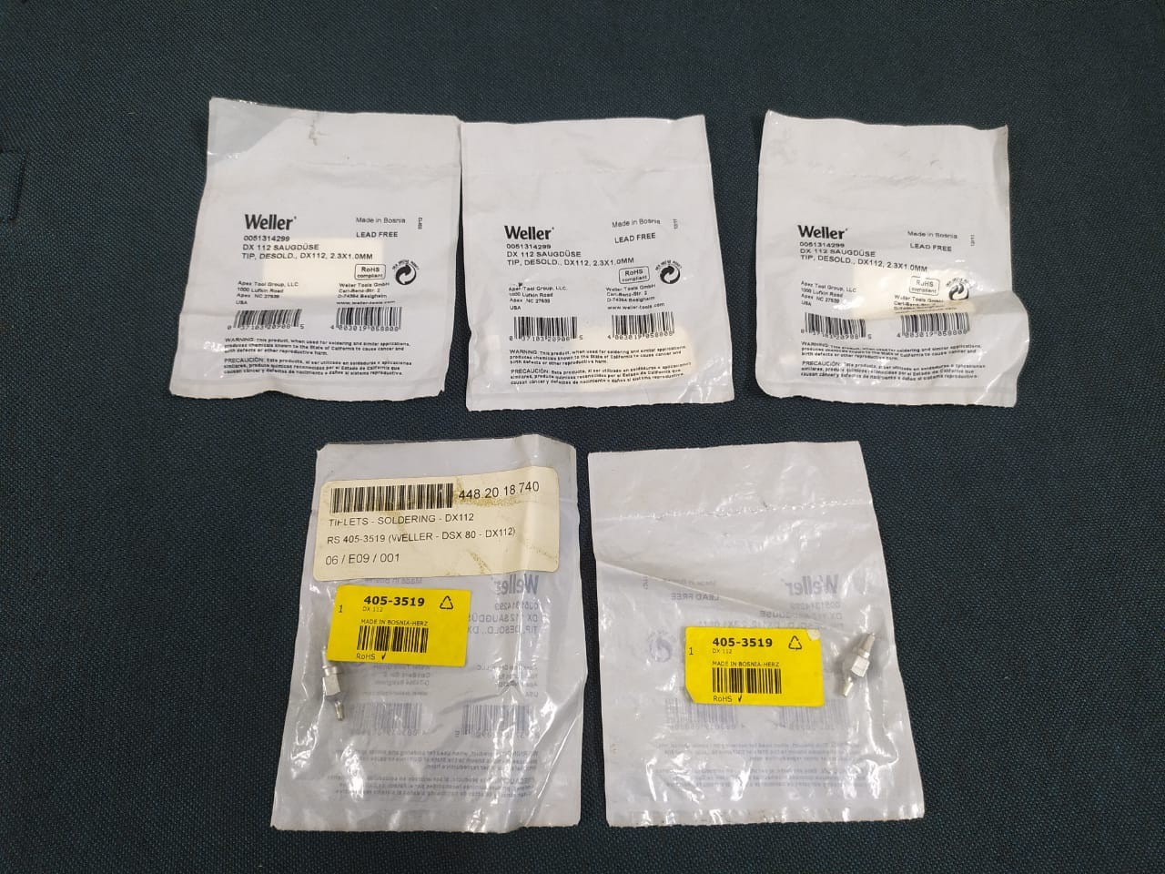 Lot 5 Weller DX112 0051314299 Threadless Eccentric Desolder Tiplet for DXV80 Tip