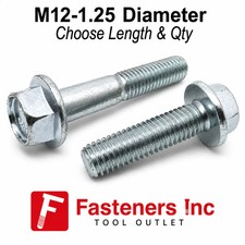 M12-1.25 Class 10.9 JIS Hex Flange Screws Bolts Zinc Clear (Pick Length & Qty) picture