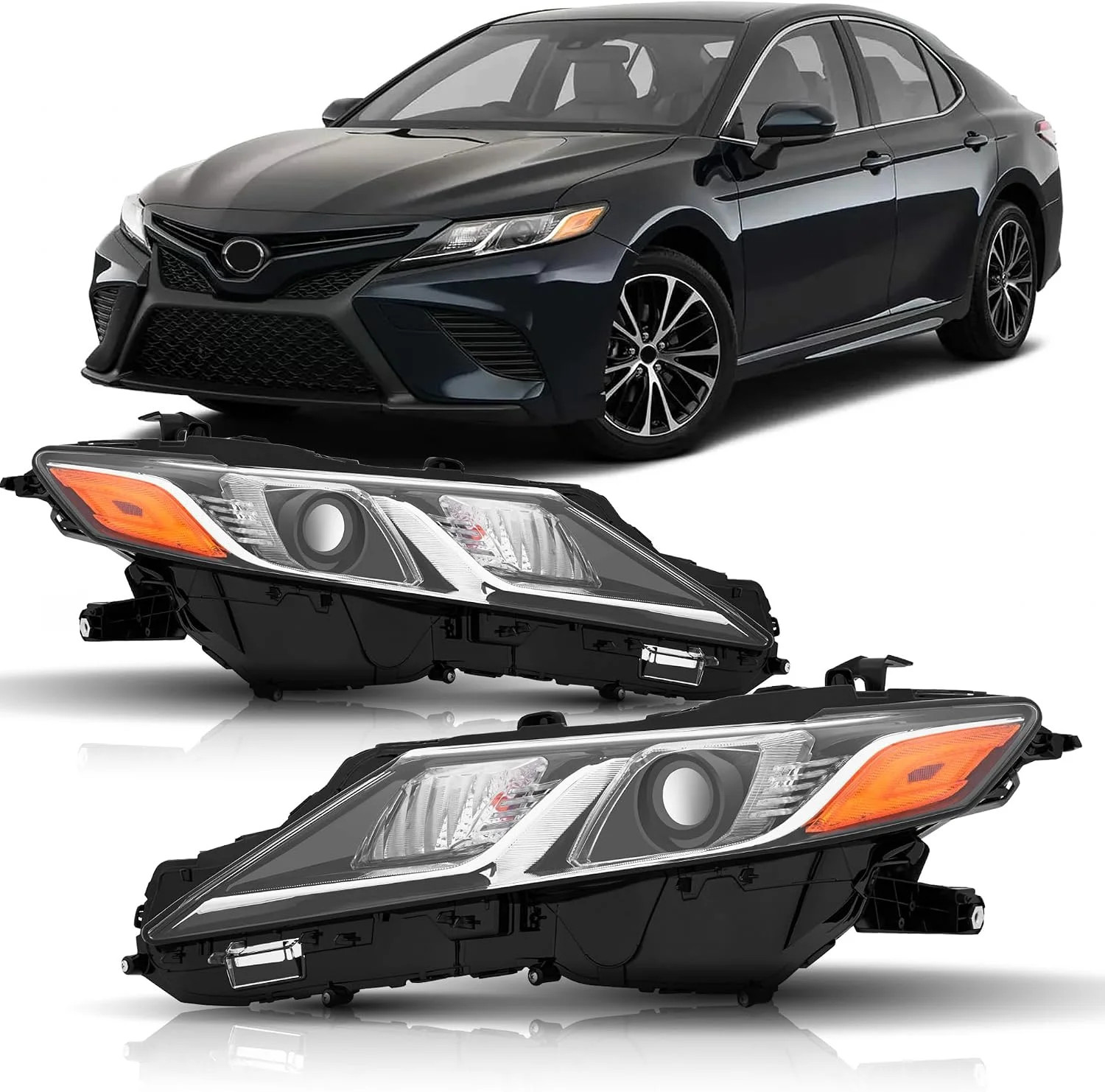 Projector Headlight Assembly Compatible with 2018-2024 Toyota Camry L LE SE