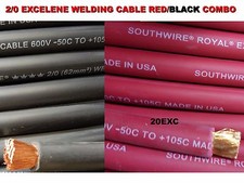 20' 2/0 EXCELENE WELDING CABLE 10 FT RED & 10 FT BLACK USA MADE 105 EPDM JACKET picture