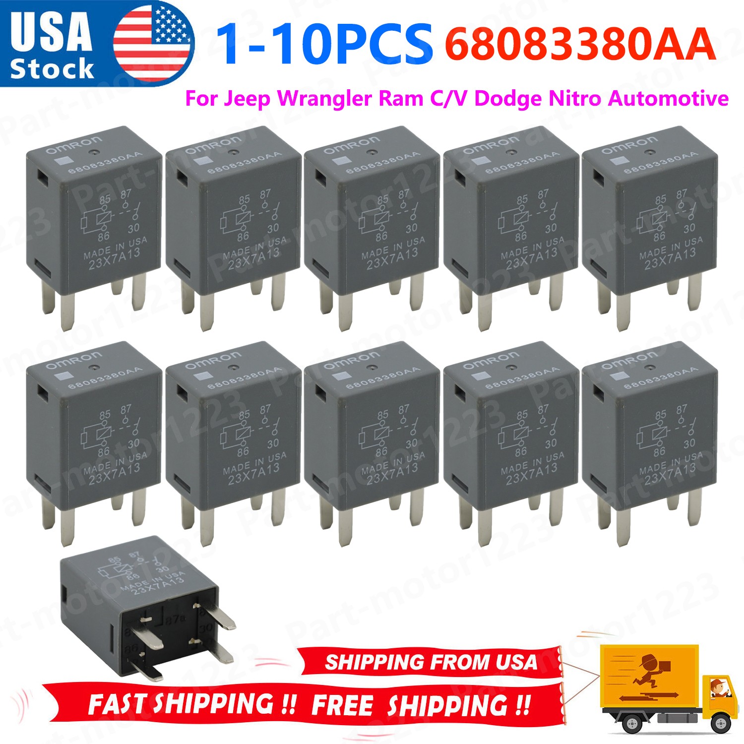 Lots For OMRON 68083380AA 05X7A13 4Pin 12V Horn Start Fog Light Automotive Relay Lots For OMRON 68083380AA 05X7A13 4Pin 12V Horn Start Fog Light Automotive Relay