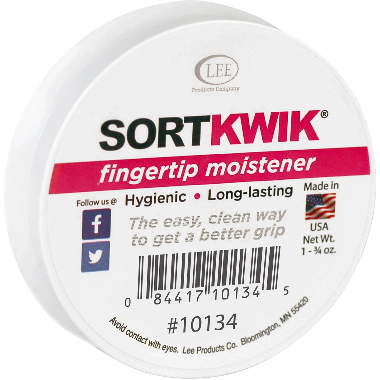 Lee Sortkwik Hygienic Fingertip Moistener, 25% Recycled, 1.75 Oz, Pink