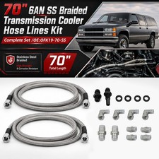 For GM 4L60E 4L80E Flexible SS Braided Transmission Cooler Lines Kit -6AN Hose picture