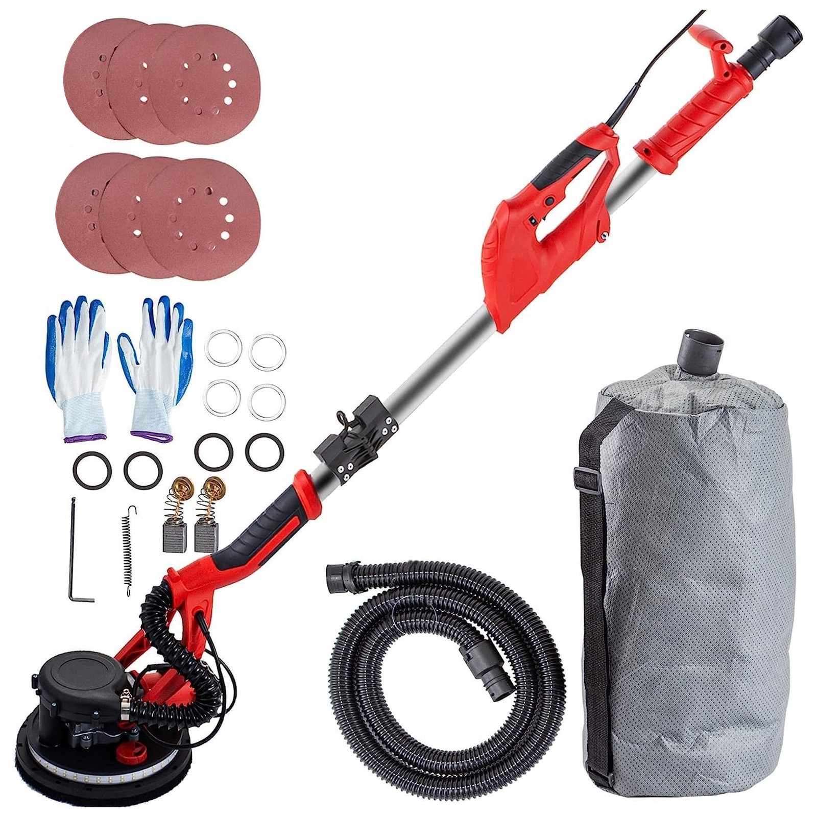 Uimoso Electric Drywall Sander 850W Foldable with Strip Light Vacuum Bag