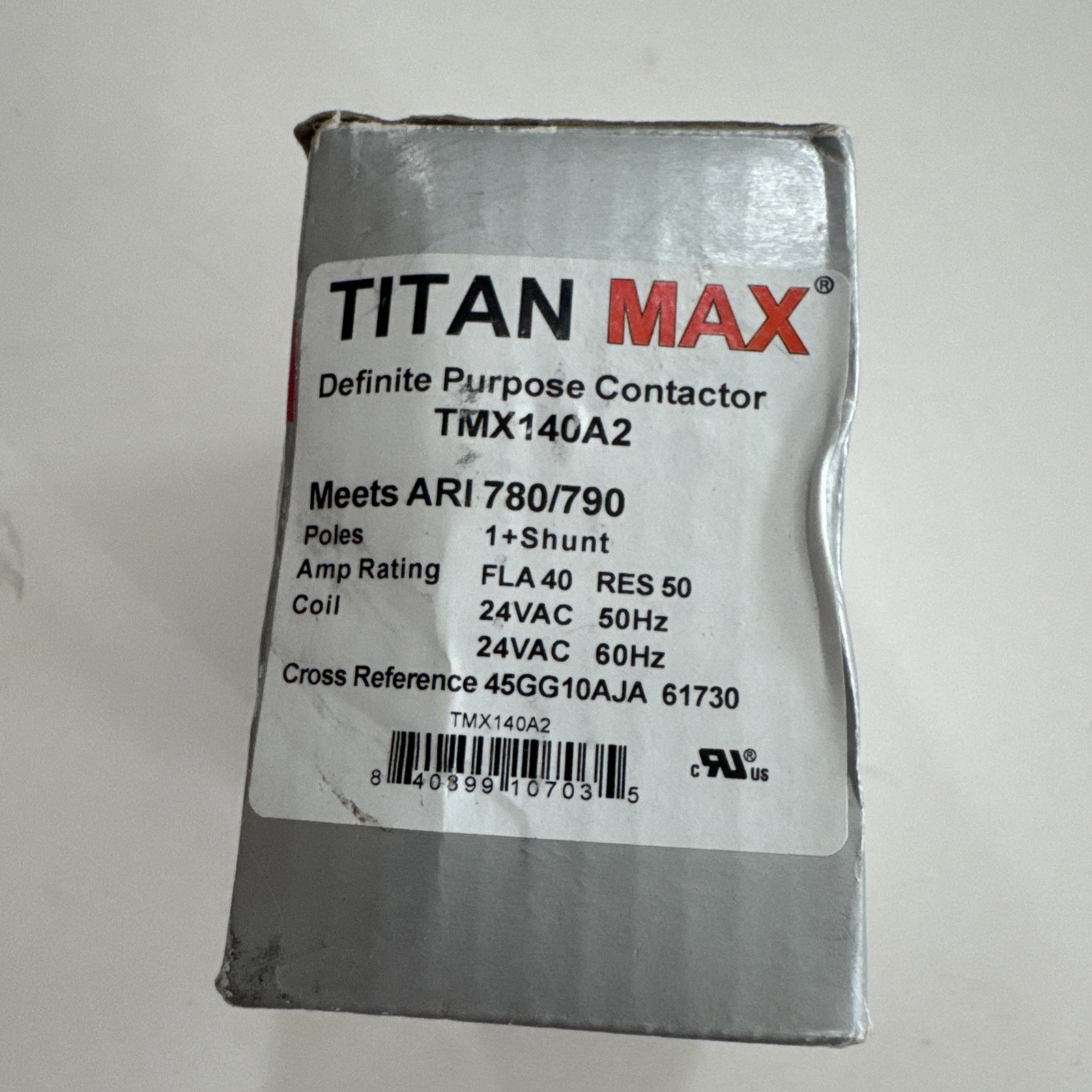 Titan Max Definite Purpose Contactor TMX140A2 1 Pole 24VAC 40 AMP Coil New E52