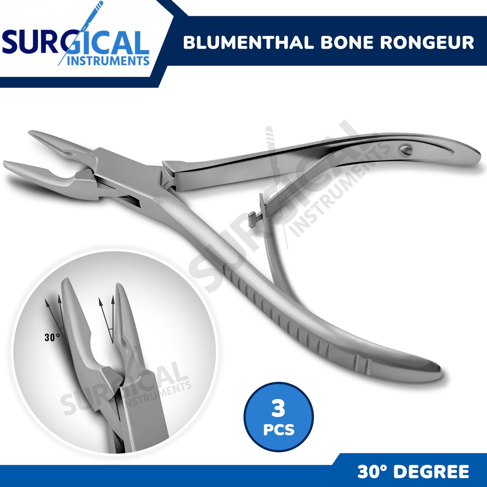 3 Pcs Of Blumenthal Bone Rongeur 30 Degree 4.5