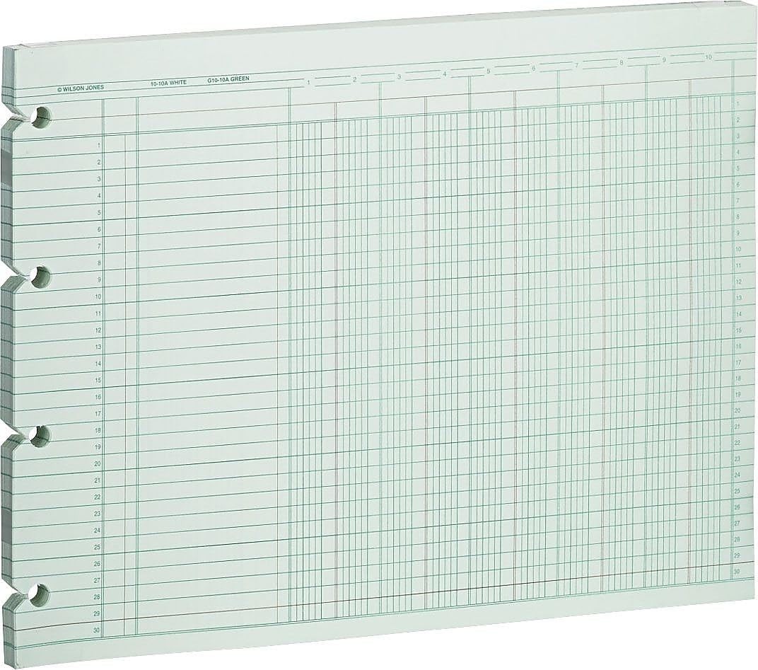 Wilson Jones G1010 Accounting Sheets, 10 Column, 9-1/4 x 11-7/8, Green Wilson Jones G1010 Accounting Sheets, 10 Column, 9-1/4 x 11-7/8, Green