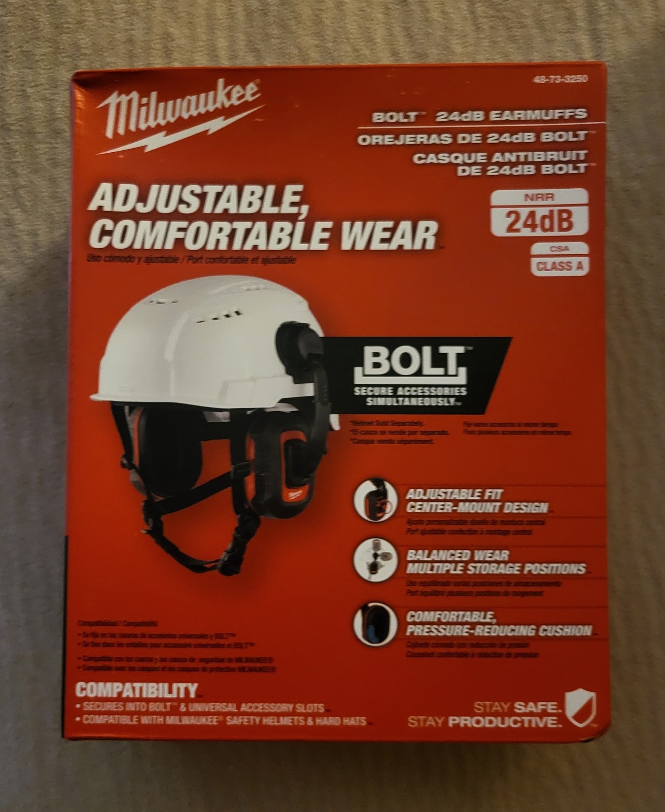 Milwaukee BOLT 24 dB Earmuffs - 1 Pair - Hard Hat Cap Mount Hearing Protection