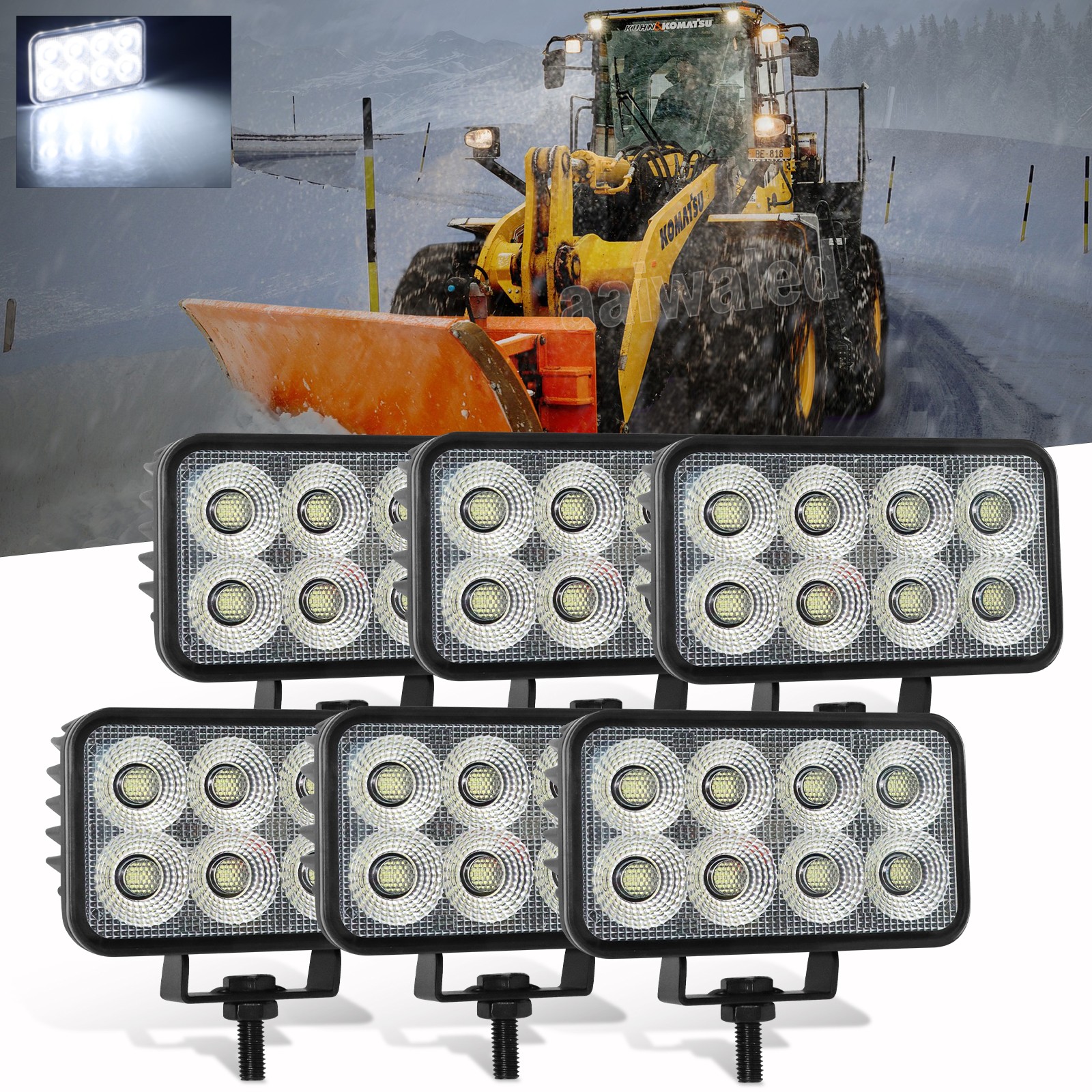6x Powerful 4.5 Inch LED Work Light For Truck Flood Pods 12V 30V Tractor Lights