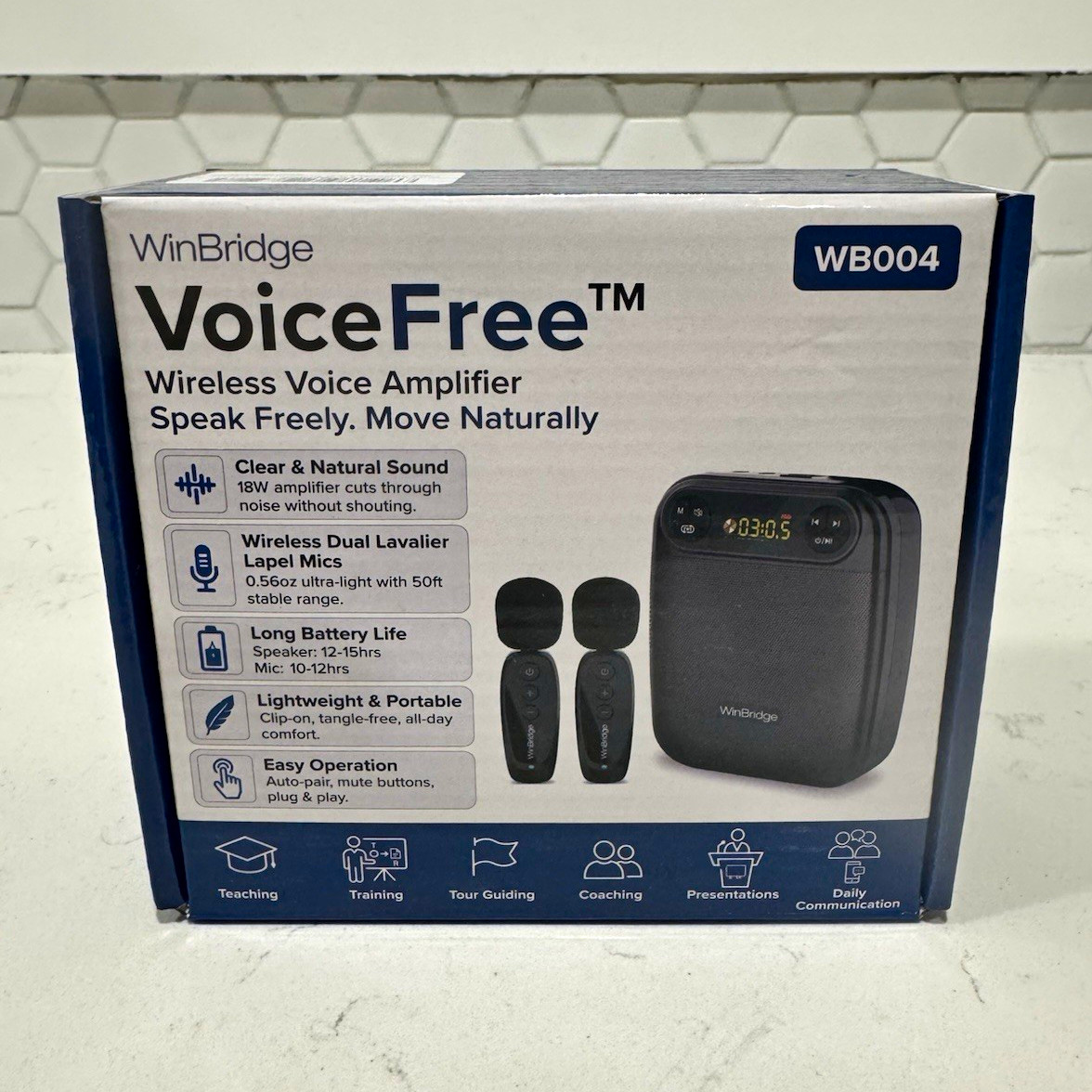 WinBridge VoiceFree Wireless Voice Amplifier Dual Lavalier Mics BT