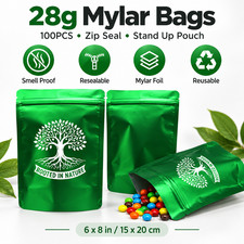 28g Mylar Bags 100PCS Zip Seal Smell Proof Resealable Stand Up Foil Pouches picture