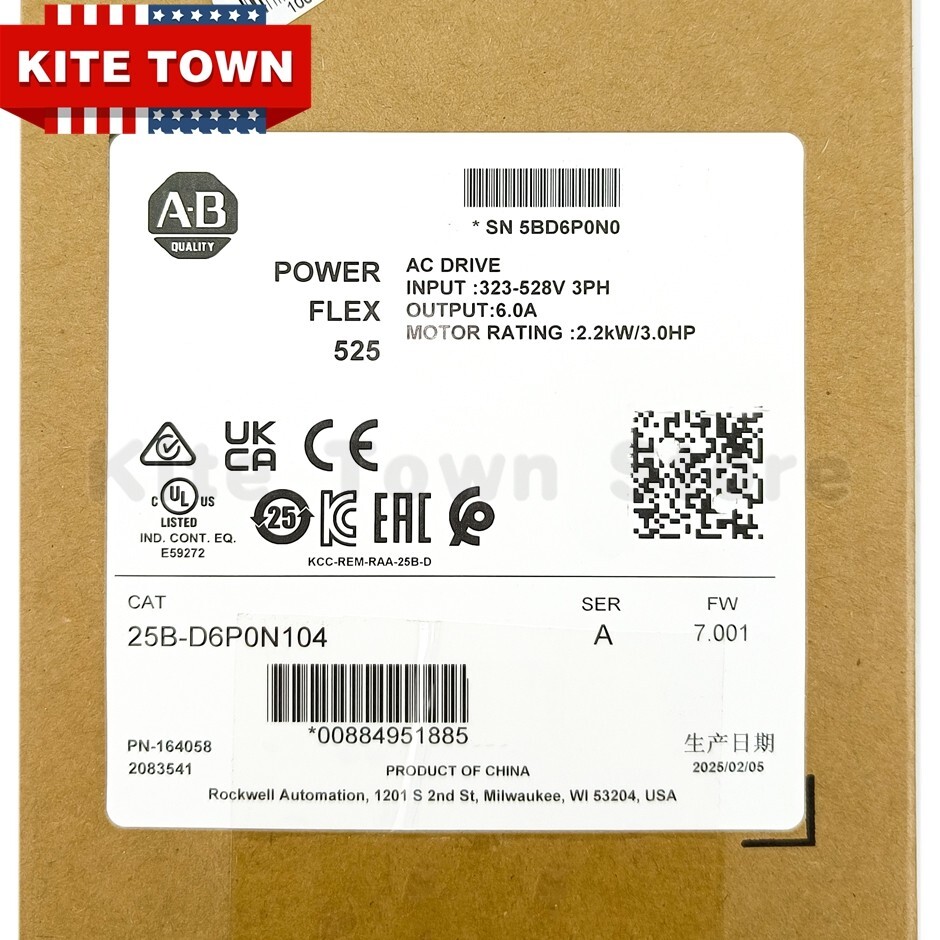 2025-2026 New Factory Sealed Allen-Bradley 25B-D6P0N104 525 2.2kW 3Hp AC Drive 2025-2026 New Factory Sealed Allen-Bradley 25B-D6P0N104 525 2.2kW 3Hp AC Drive