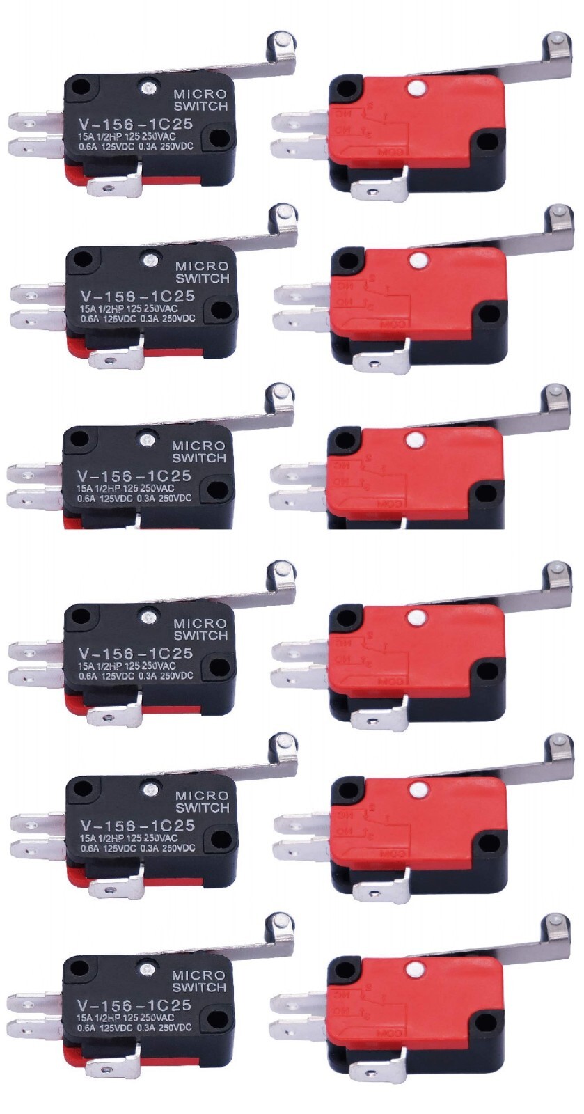 V-156-1C25 Micro Limit Switch Long Hinge Roller - 12 Pack