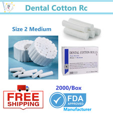 2000 x Dental Cotton Rolls Premium Quality Size #2 Medium Nonsterile, 3/8