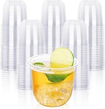 100 Pcs Disposable Stemless Glasses 12oz Crystal Plastic Wine Glasses Clear C... picture