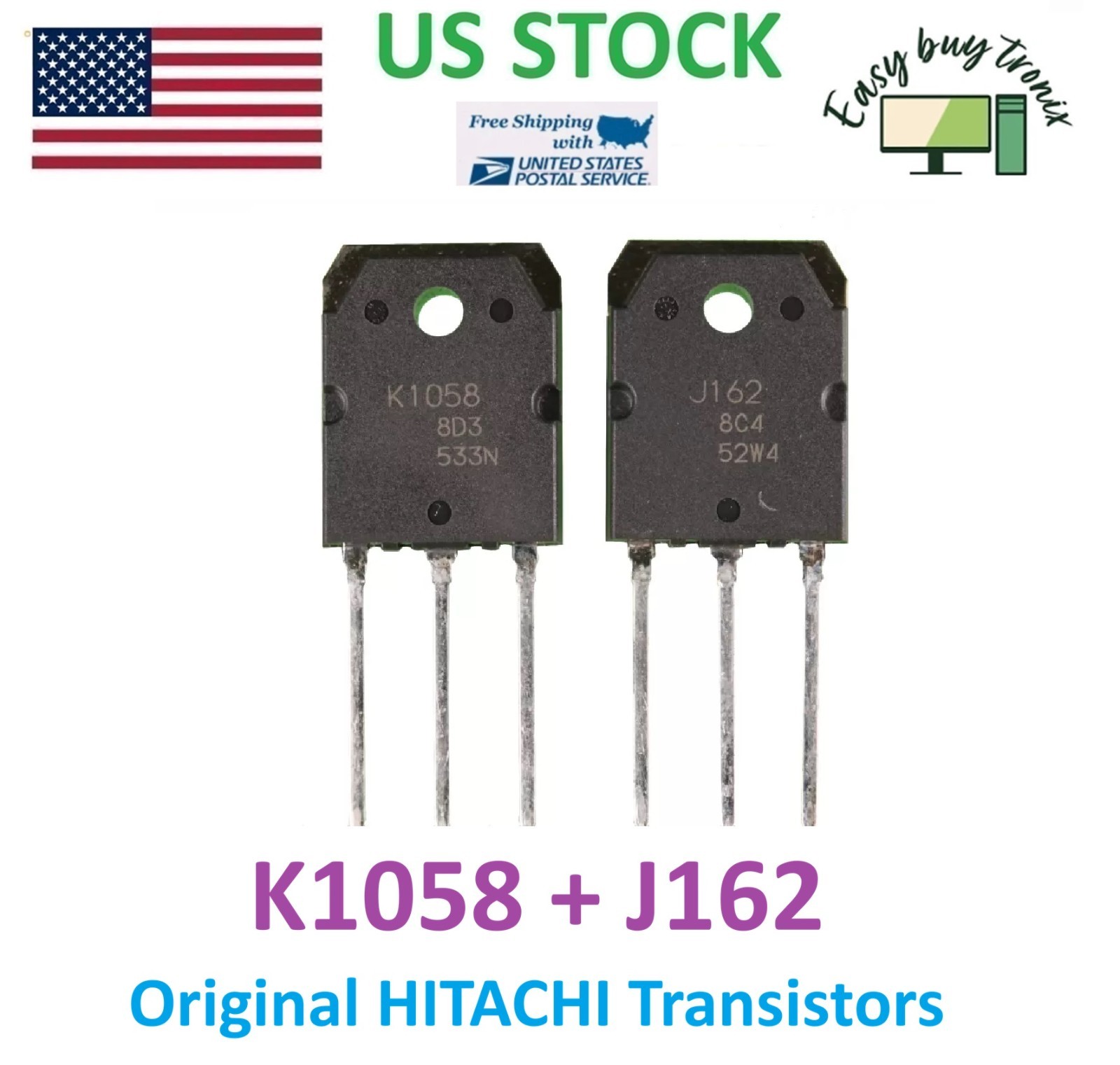 1Pair 2PCS New 2SJ162 2SK1058 J162 K1058 Audio Transistors US STOCK +TRACKING