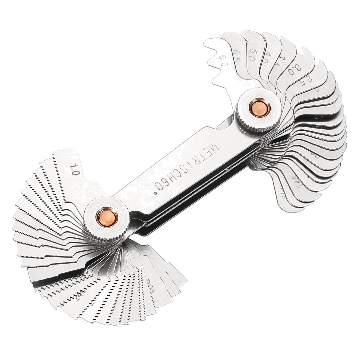 High-Grade Stainless Steel Thread Pitch Gauge: Metric & Whitworth - 2.9 In Size