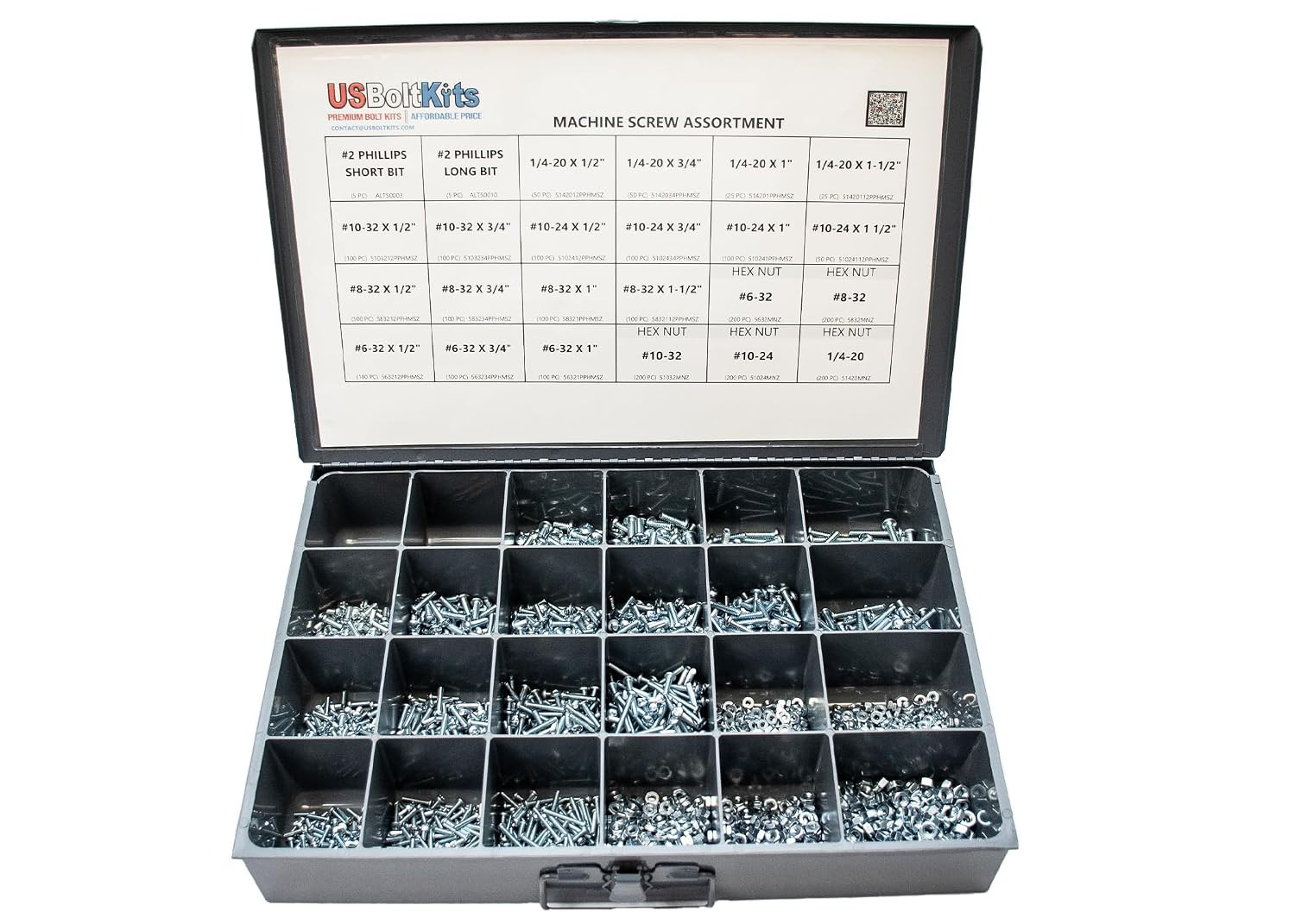 Machine Screw Assortment Kit Includes Phillips Bits-2,410 Piece Phillips Pan Hea