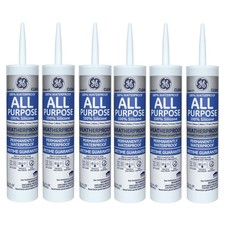 GE GE012 All Purpose Silicone Rubber Caulk 10 oz Clear Waterproof Sealant 6 Pack picture
