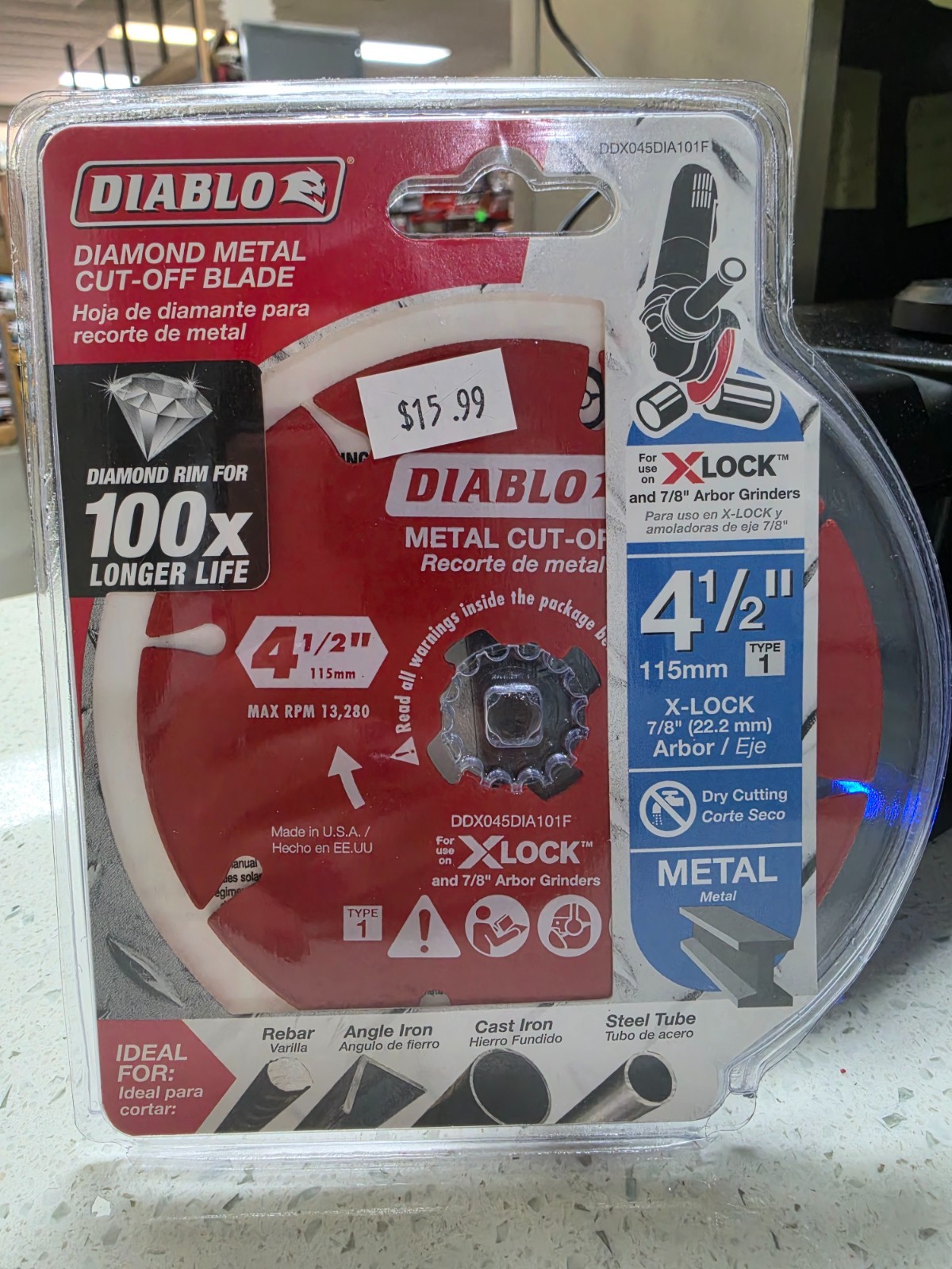 Diablo 4 1/2 Diamond Metal Cut Off Wheel Blade DDX045DIA101F X-Lock 7/8 Arbor