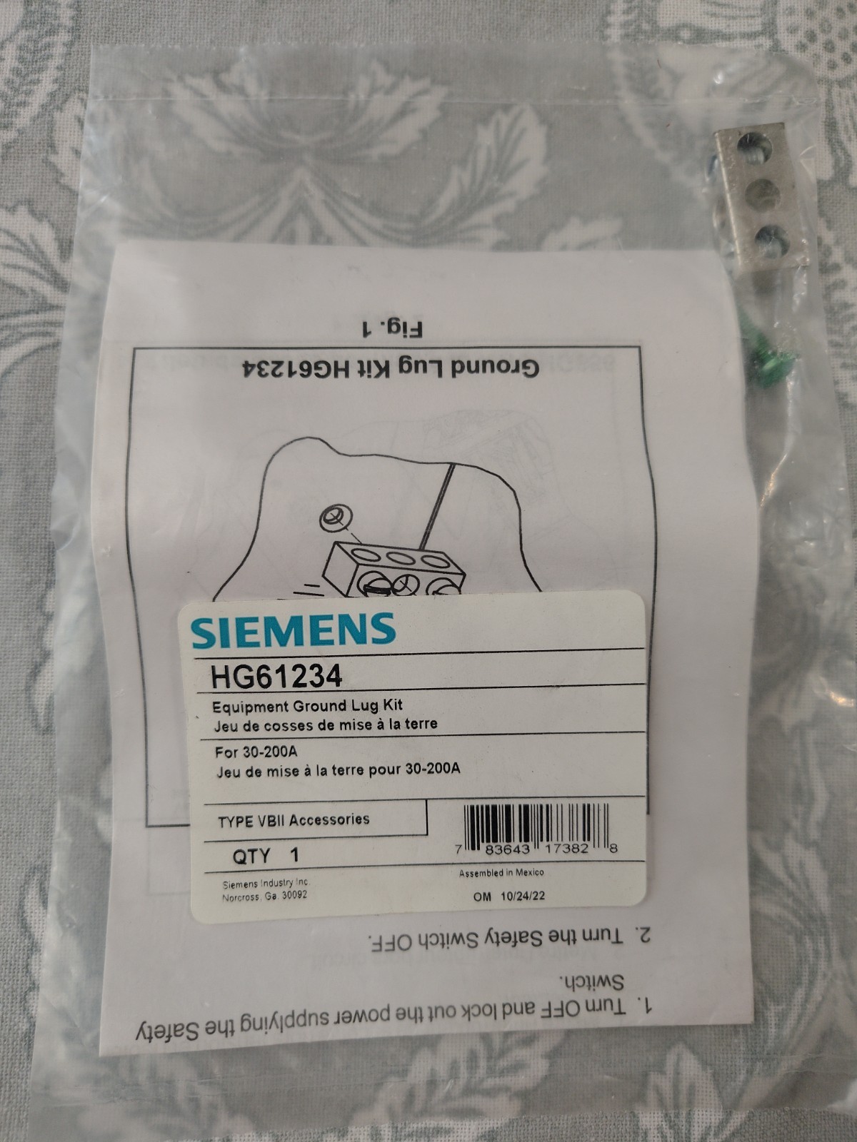 NEW Sealed Siemens HG61234 Equipment Ground Lug Kit
