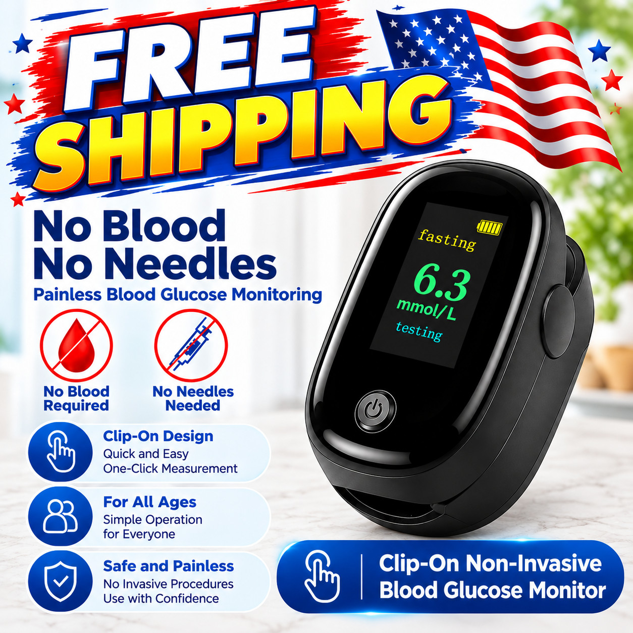 2-In-1 Fingertip Blood Glucose And Oxygen Monitor Spo2 Glucose Meter Pulse Rate