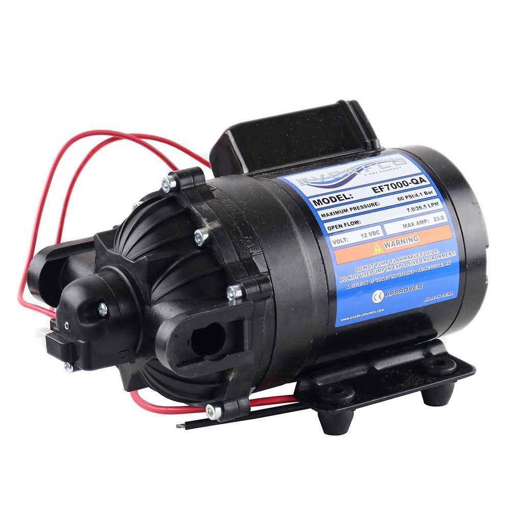 Everflo EF7000-QA 12V Diaphragm Sprayer Pump - 7.0GPM, 60 PSI Max, 3/4