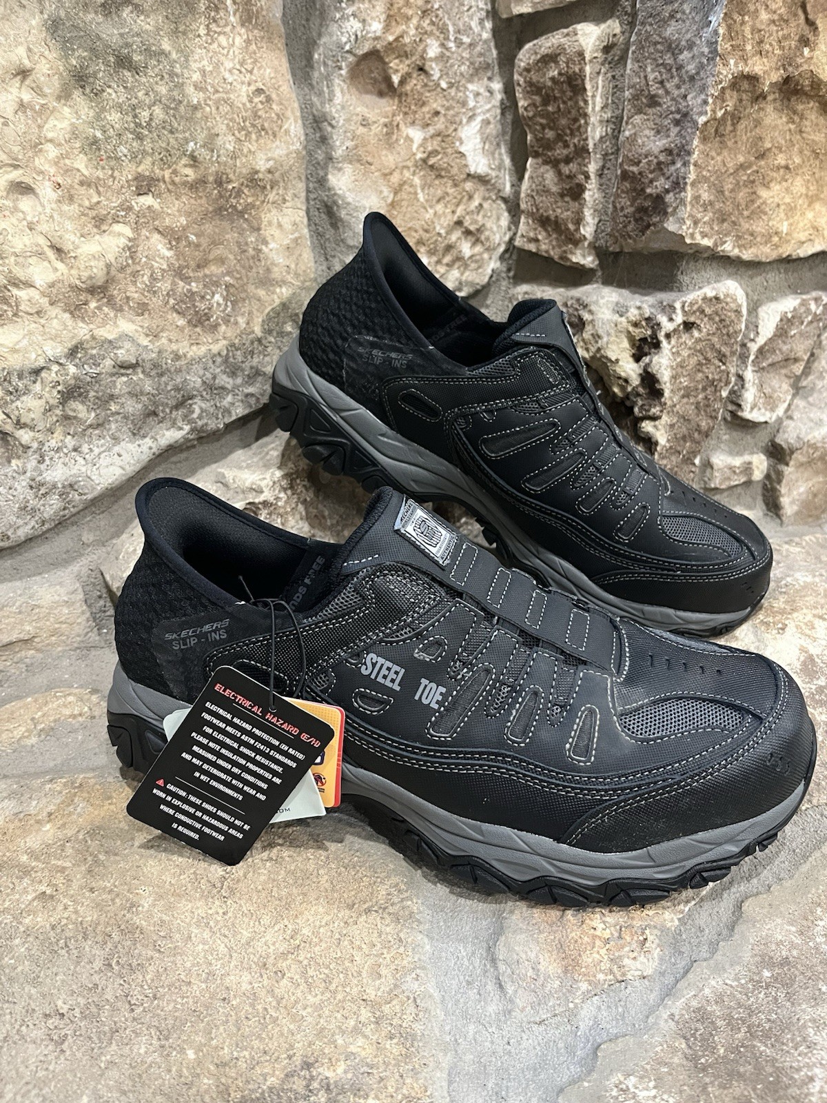 Skechers Steel Toe Work Shoes Black Slip-ins Size 12 Wide Brand New Never Worn