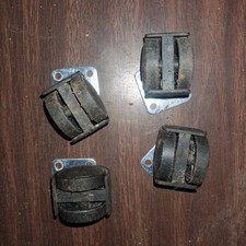 Used Set of 4 Small Plate Casters Swivel Black Rubber Project Cart DIY picture