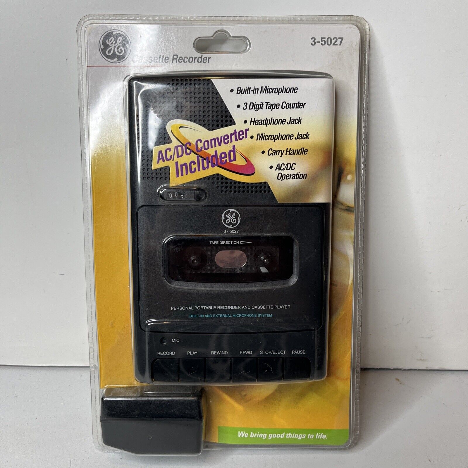 General Electric Portable Cassette Recorder 3-5027 AC/DC Converter Brand New