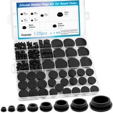 125PCS Rubber Plugs for Round Holes, Premium Black Hole Plugs, picture