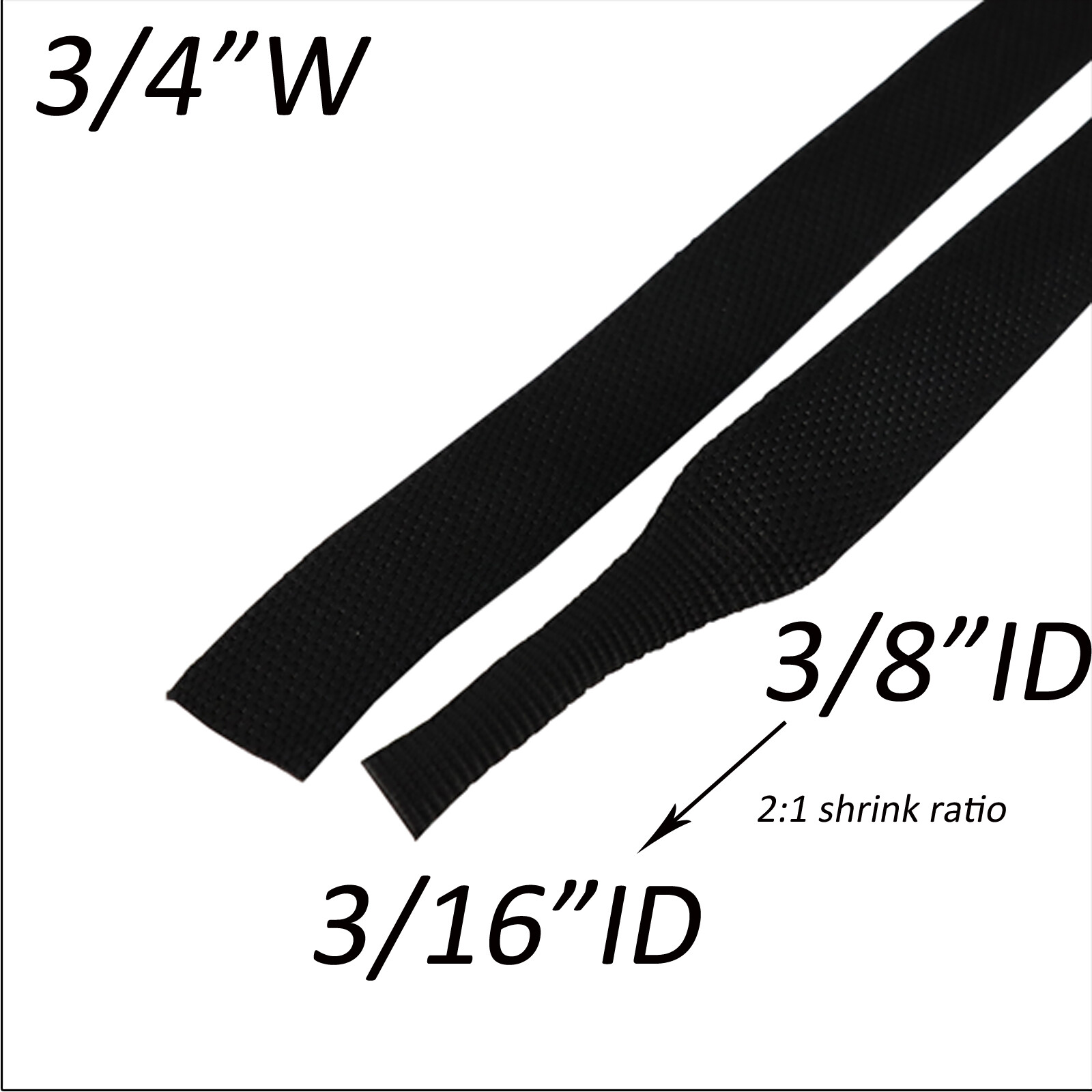 2:1 Heat Shrink Braided Sleeving Wire Loom for Wiring Harness Wires & Hoses 