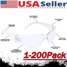 20 PAIR PACK Protective Safety Glasses Clear Lens Work UV ANSI Z87 Lot of 12 picture