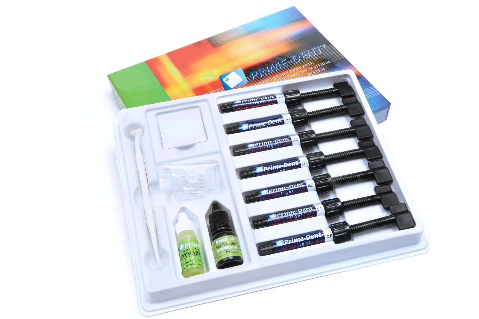 Prime Dent Visible Light Cure Hybrid Composite 7 Syringe Kit