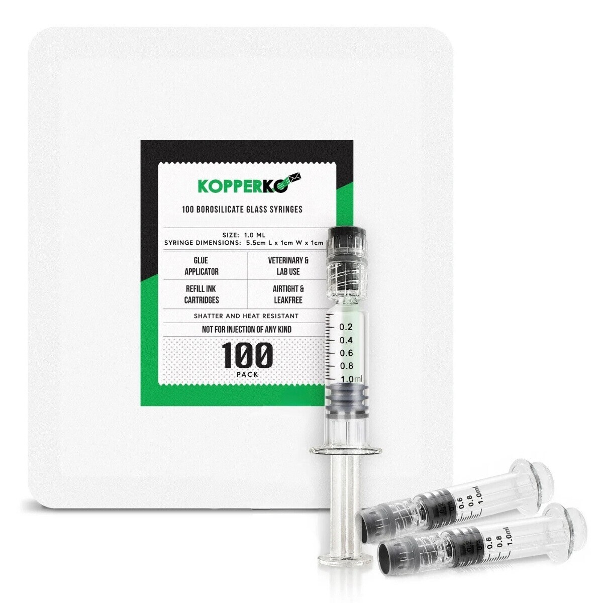 Kopperko 1ml Borosilicate Glass Syringes - Luer Lock, Glue Syringe, 100 Pack Kopperko 1ml Borosilicate Glass Syringes - Luer Lock, Glue Syringe, 100 Pack