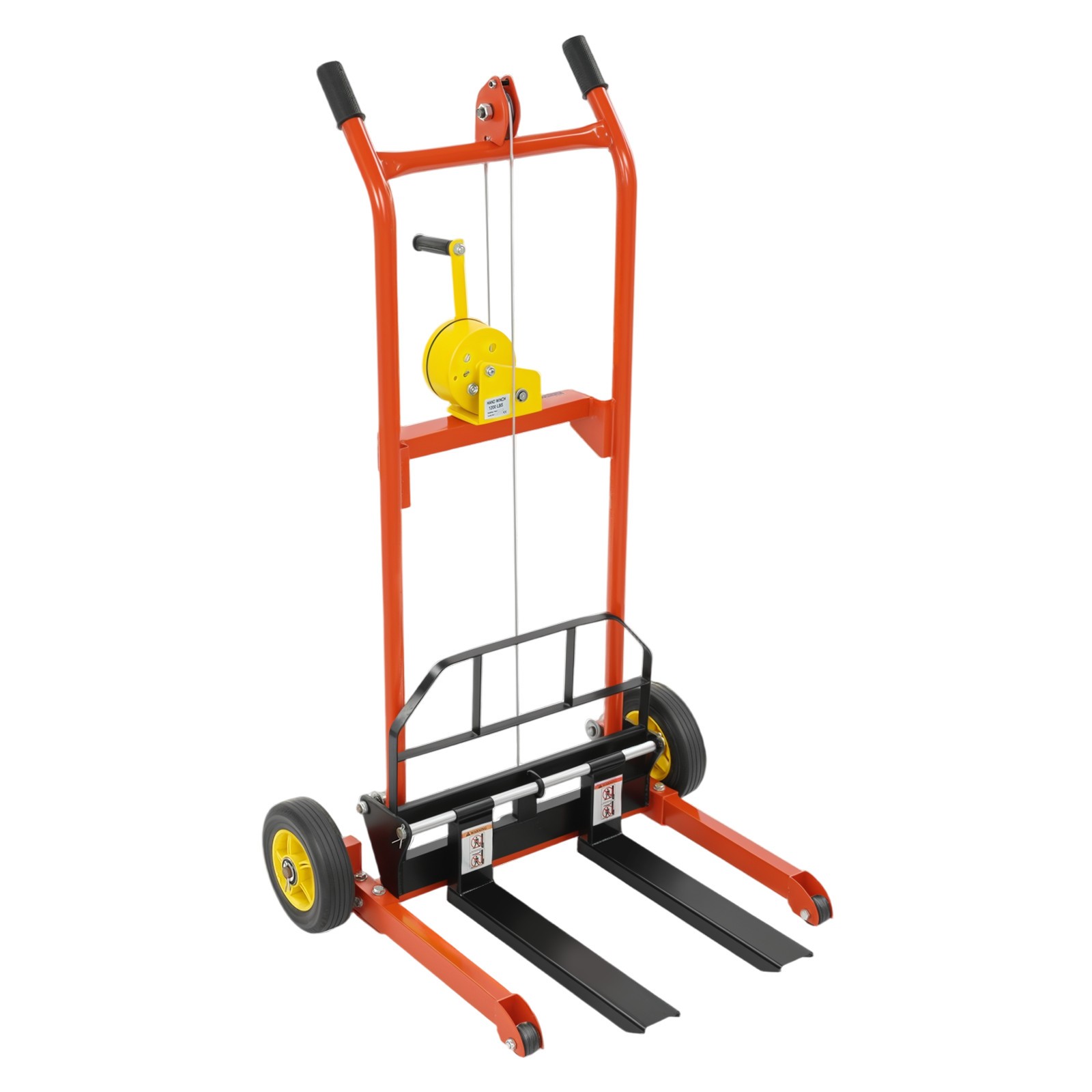 330lbs Hand-Crank Winch Material Lift Pallet Truck Adjustable Lift Stacker TOP