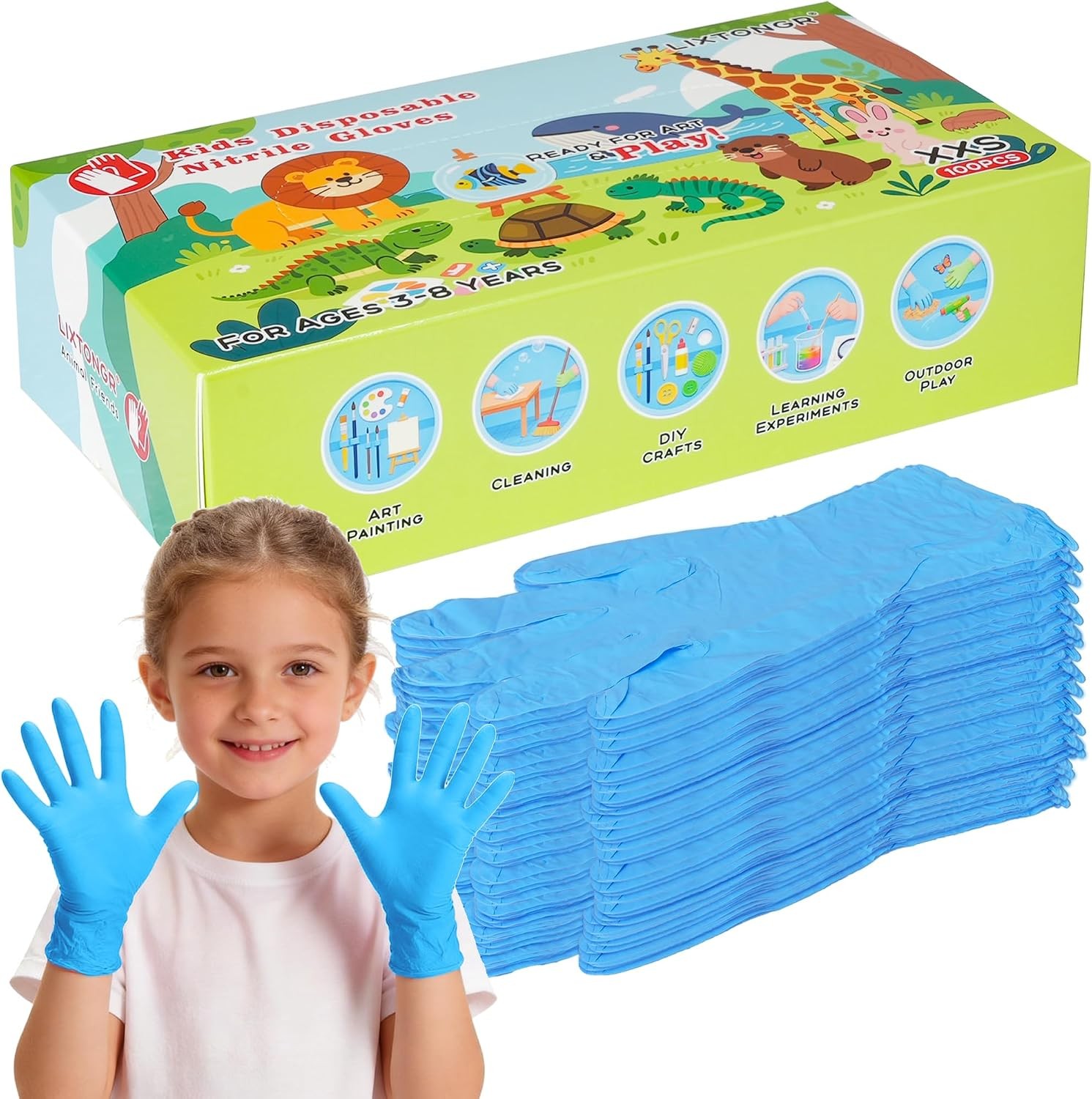 100 Count, 4 Mil, XXS Kids Disposable Nitrile Gloves