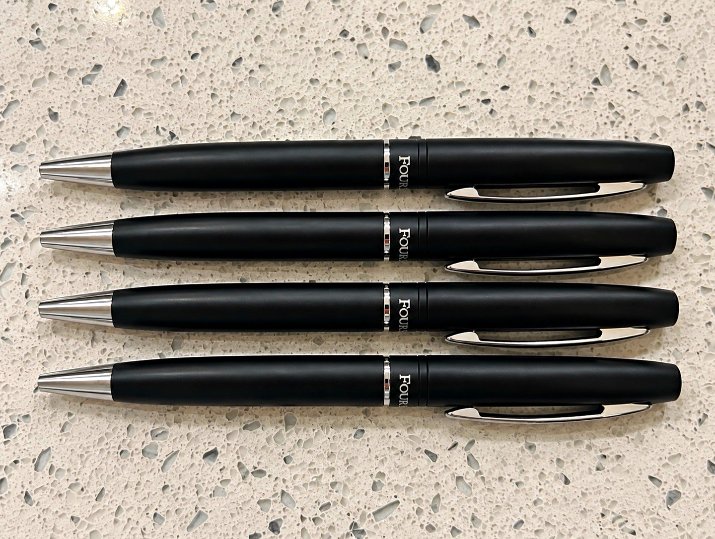 Four Seasons Hotels & Resorts – Lot of Four (4) Black & Silver Ballpoint Pens