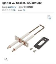 100304989 Lochinvar Ignitor W/ Gasket OEM 100304989 picture