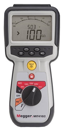 Megger MIT410/2 Insulation Continuity Tester, PI, DAR, 50V/100V/250V/500V/1000V