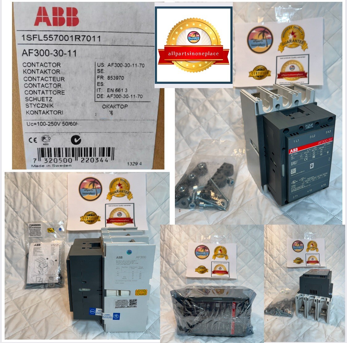 AF300-30-11 ABB 100-250 Volt AC/DC Contactor Refurbished 1SFL557001R7011