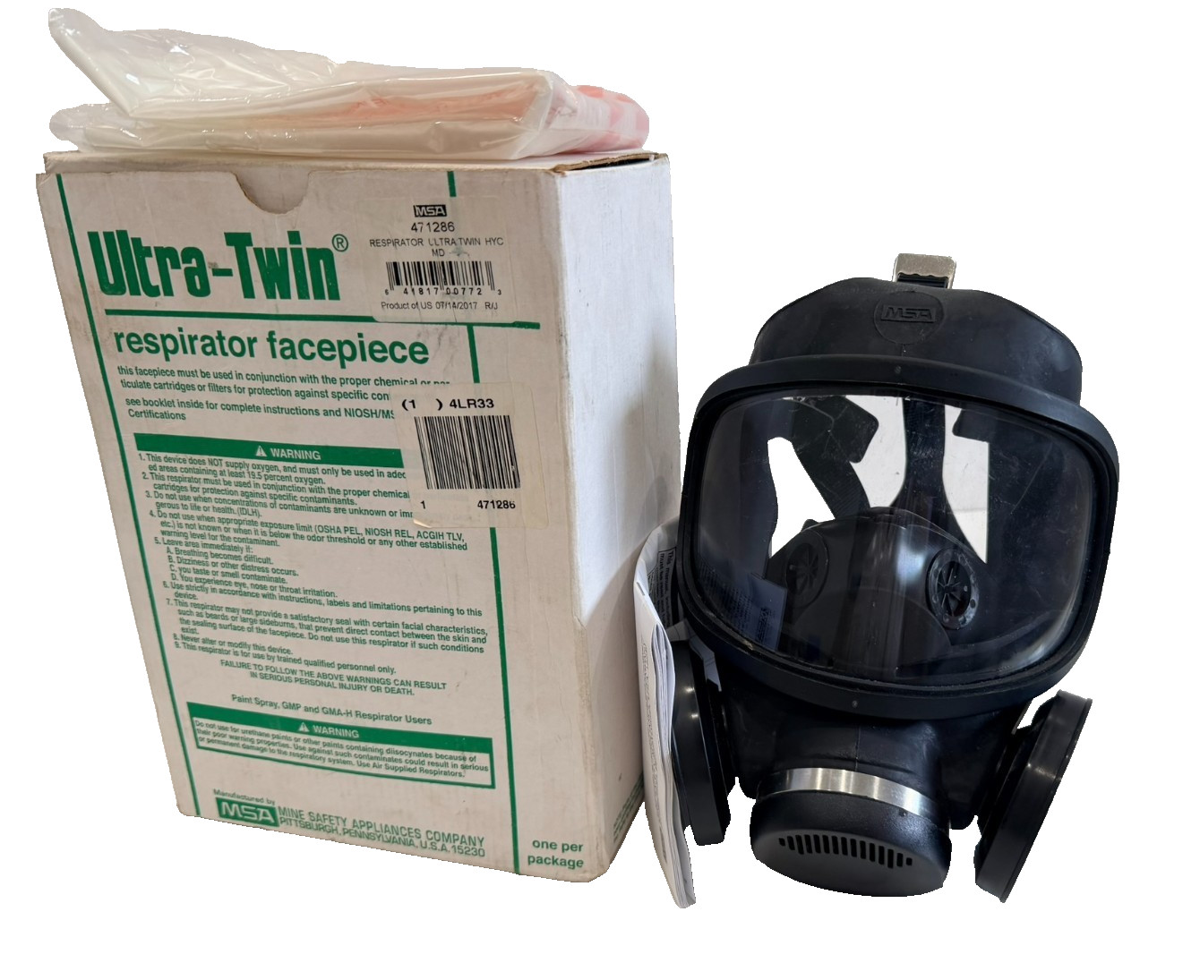 NEW MSA ULTRA-TWIN 4LR33 RESPIRATOR FACEPIECE MEDIUM 471286