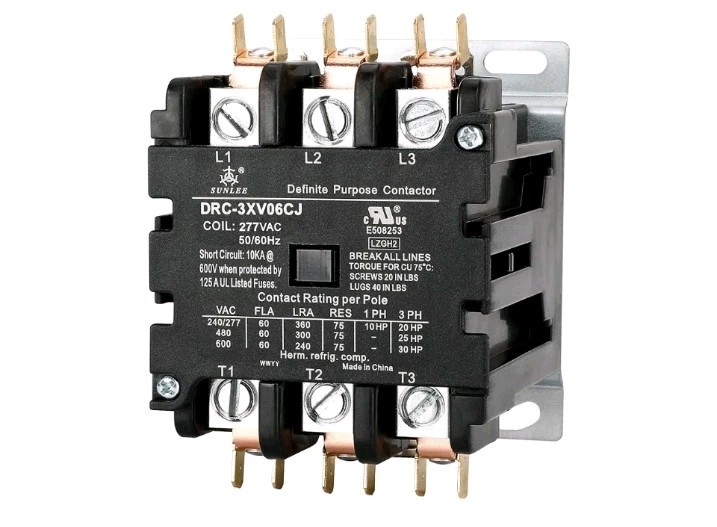  SUNLEE 60 Amp 75 RES 3 Pole 277v Coil SunLee DP Contactor A2L 42EF35AF Equiv