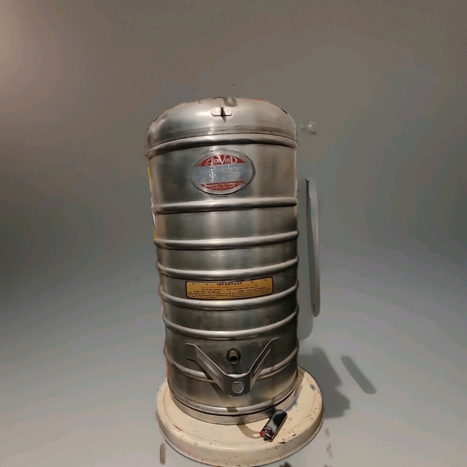 Vintage AerVoid 801 5 Gallon Thermal Liquid Carrier Stainless Steel Vacuum Can