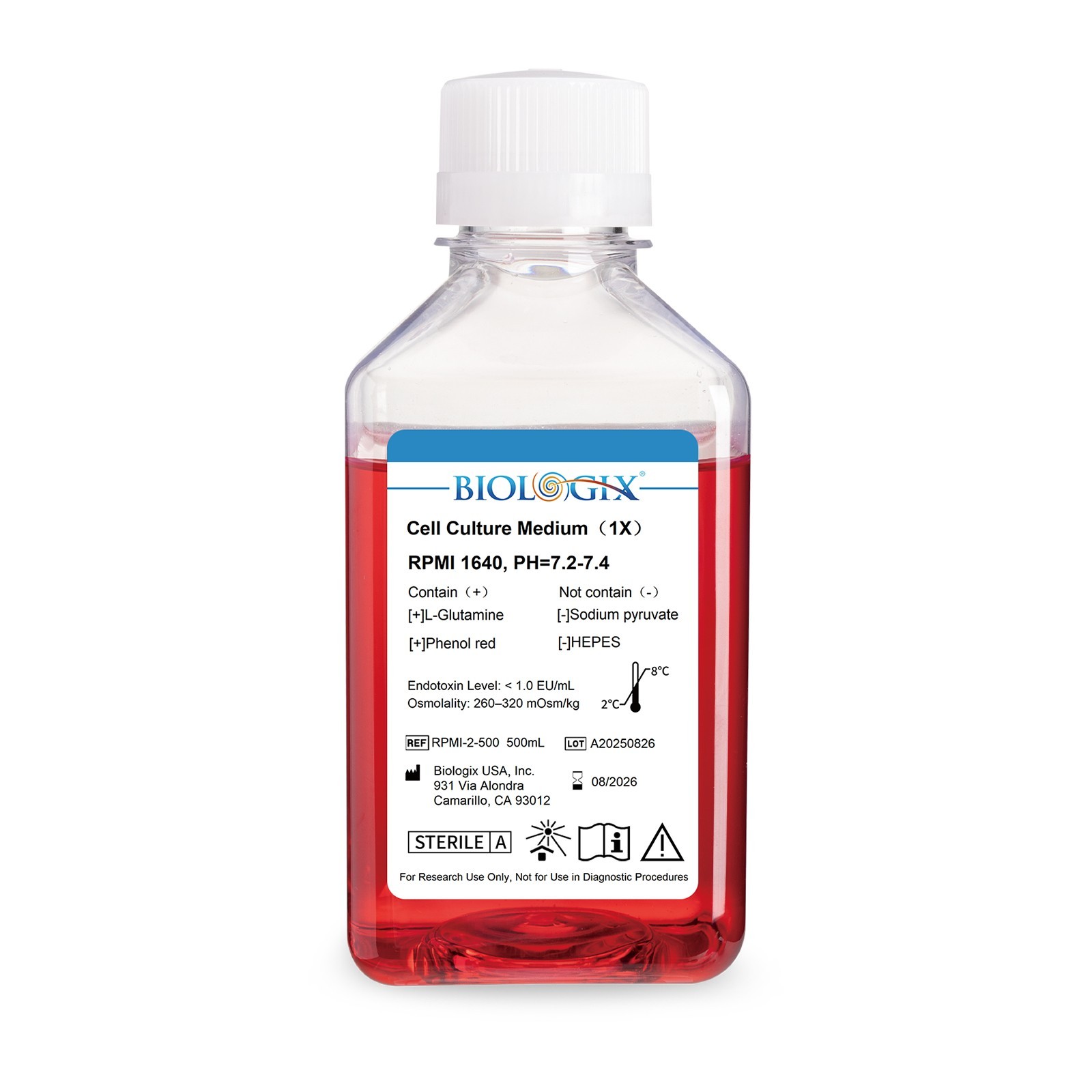 Biologix® RPMI 1640 Culture Medium, No HEPES, 500 mL/Bottle, Short-Dated Special Biologix® RPMI 1640 Culture Medium, No HEPES, 500 mL/Bottle, Short-Dated Special